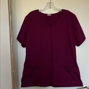 V-Neck Women's Scrub Top in Deep Berry